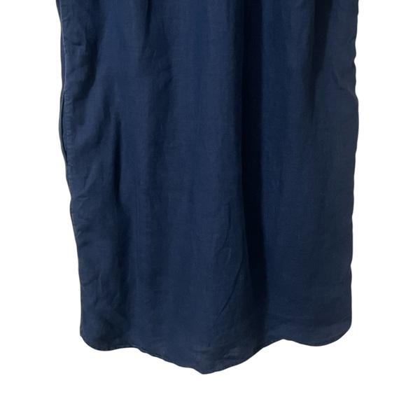 J. Crew Baird McNutt Irish linen navy relaxed fit button up shirt midi dress - Picture 11 of 14